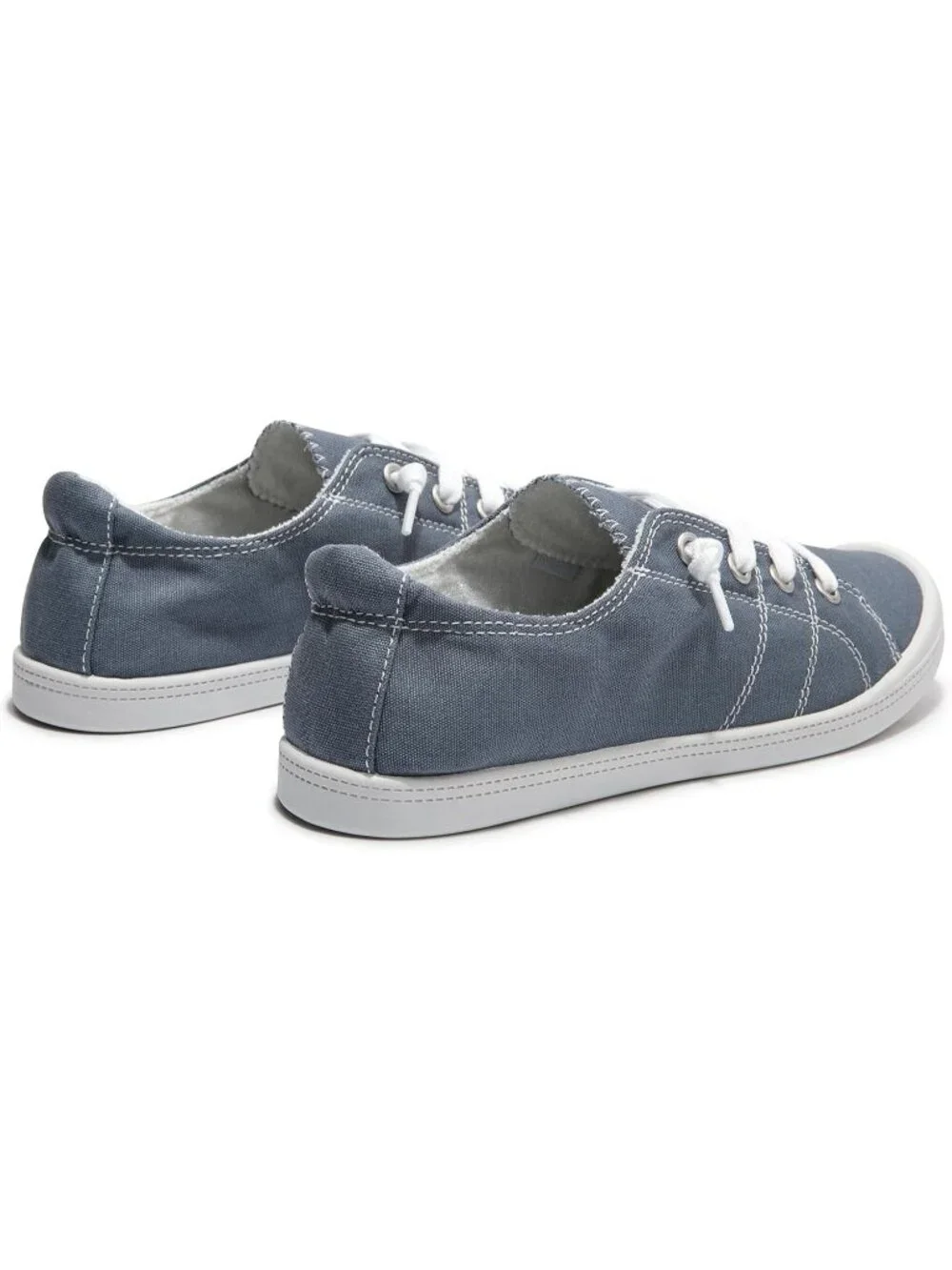 Women's Grayish Blue Canvas Low Top Classic Non Slip Rubber Outsole Flat Sneaker